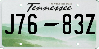 TN license plate J7683Z