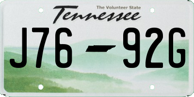 TN license plate J7692G