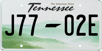 TN license plate J7702E