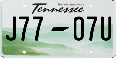 TN license plate J7707U