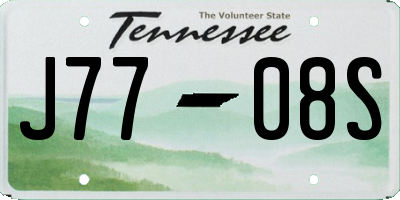 TN license plate J7708S