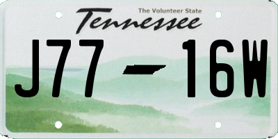 TN license plate J7716W