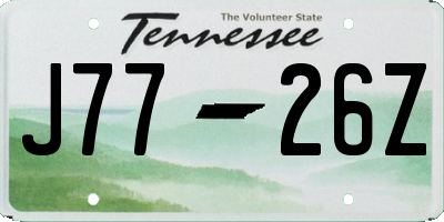 TN license plate J7726Z