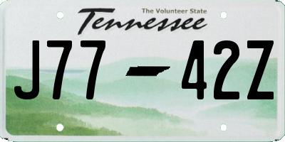 TN license plate J7742Z