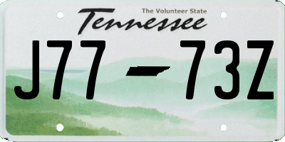 TN license plate J7773Z