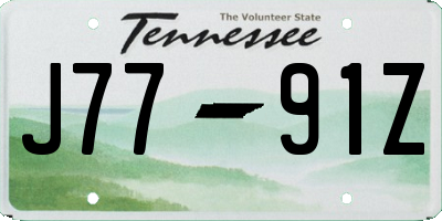 TN license plate J7791Z