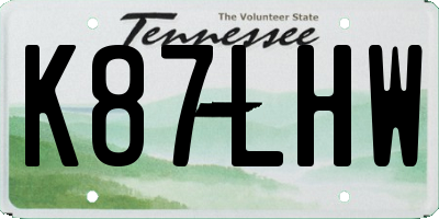 TN license plate K87LHW