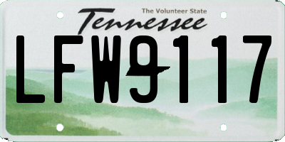 TN license plate LFW9117