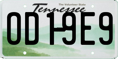 TN license plate OD19E9