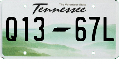TN license plate Q1367L