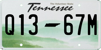 TN license plate Q1367M