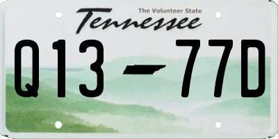 TN license plate Q1377D