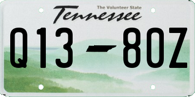 TN license plate Q1380Z