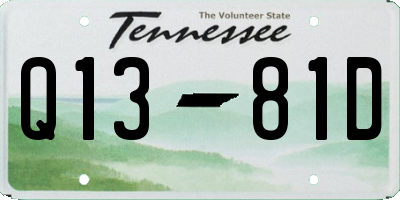 TN license plate Q1381D