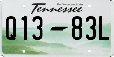 TN license plate Q1383L