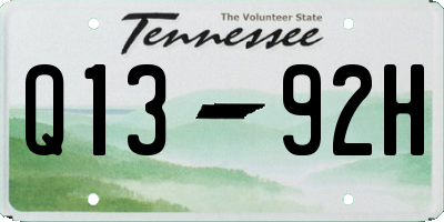 TN license plate Q1392H
