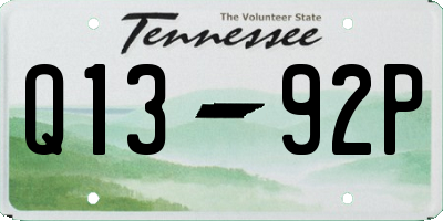 TN license plate Q1392P