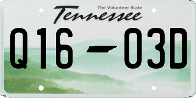 TN license plate Q1603D
