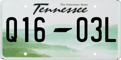 TN license plate Q1603L