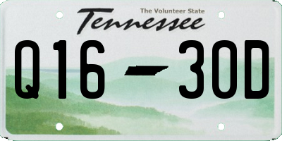 TN license plate Q1630D