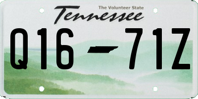 TN license plate Q1671Z