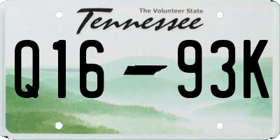 TN license plate Q1693K