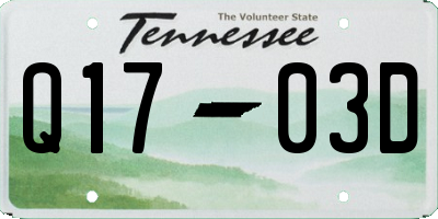 TN license plate Q1703D