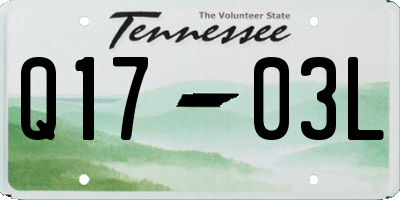 TN license plate Q1703L