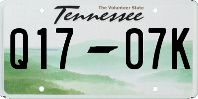 TN license plate Q1707K