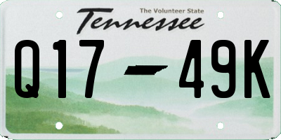 TN license plate Q1749K