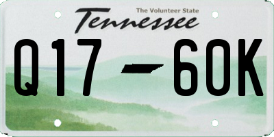 TN license plate Q1760K