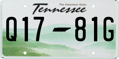TN license plate Q1781G