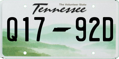 TN license plate Q1792D