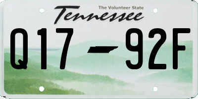 TN license plate Q1792F