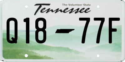 TN license plate Q1877F