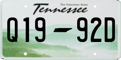 TN license plate Q1992D