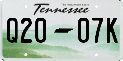 TN license plate Q2007K
