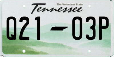 TN license plate Q2103P