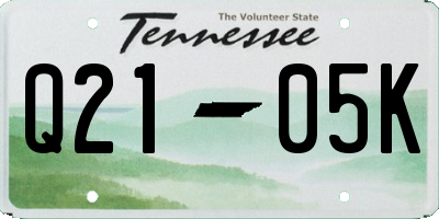 TN license plate Q2105K