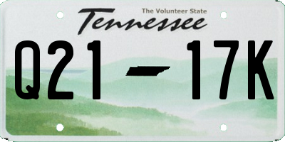 TN license plate Q2117K