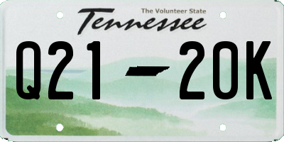 TN license plate Q2120K