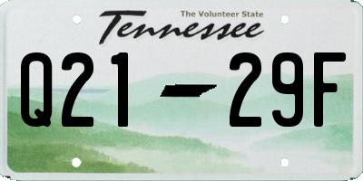 TN license plate Q2129F