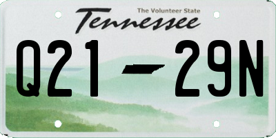 TN license plate Q2129N