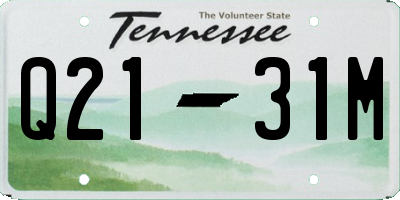 TN license plate Q2131M