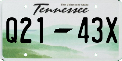 TN license plate Q2143X