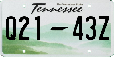 TN license plate Q2143Z