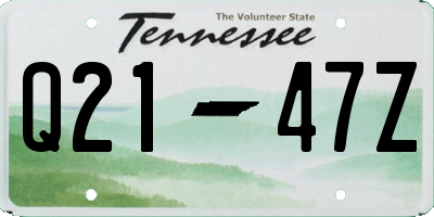 TN license plate Q2147Z