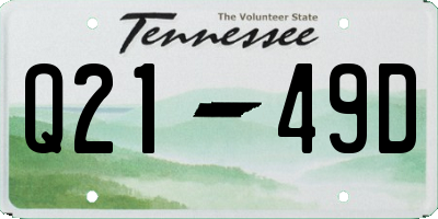 TN license plate Q2149D