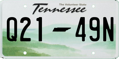 TN license plate Q2149N
