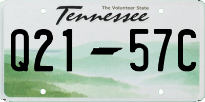 TN license plate Q2157C